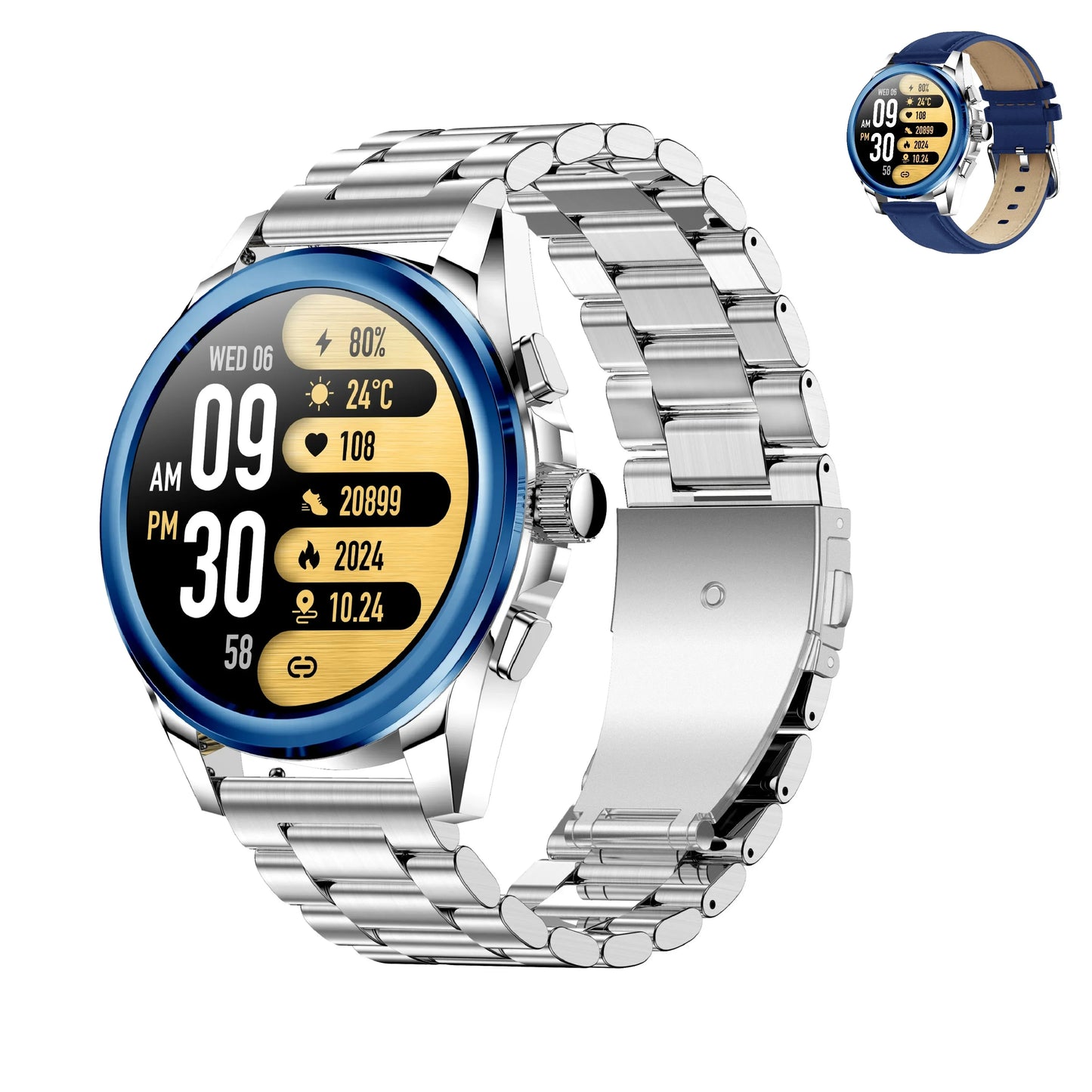 2024 Men Business Smart Watch KC83 Amoled 1.43inch HD Screen BT Call Health Monitoring Fitness Sports Tracker Smartwatch