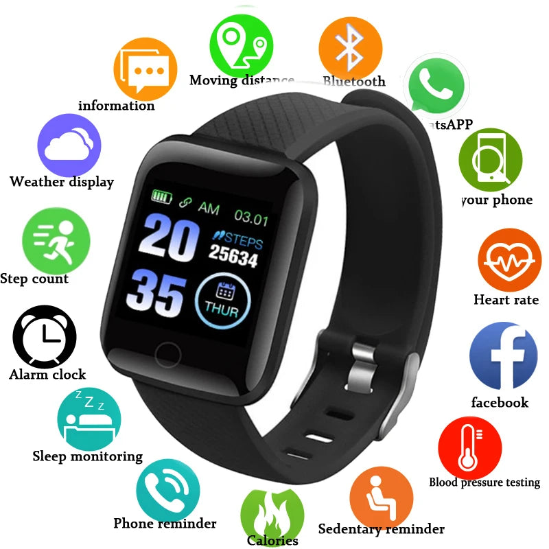 2024 New Smart Watch 116 Plus Bluetooth Connectivity Phone Watch Heart Rate Monitor Sport Fitness Waterproof Watches Man Woman