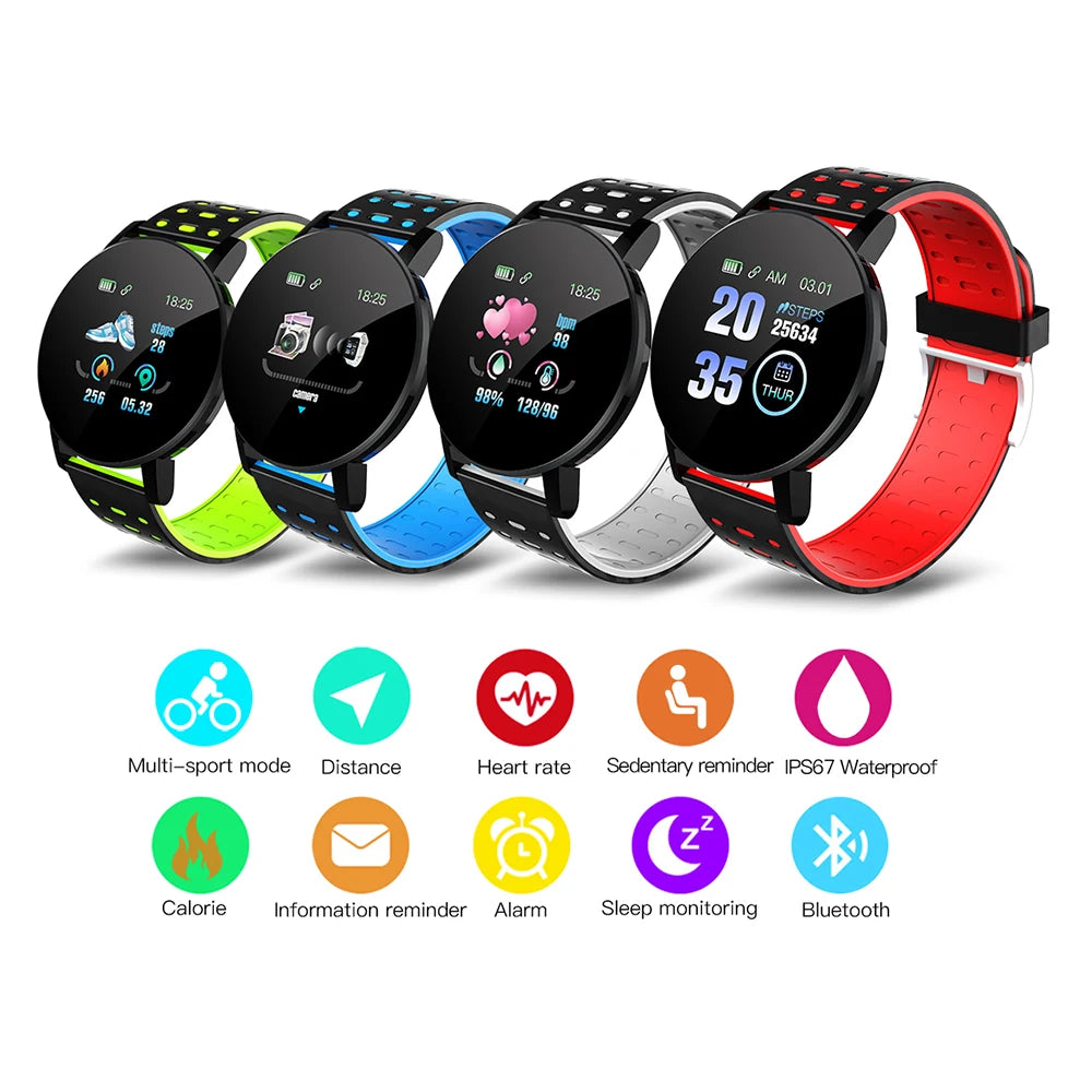 119Plus Smart Watch Men Women Smart Bracelet LED Smartwatch Waterproof Touch Screen Bracelet Sport Smartband Fitness Tracker