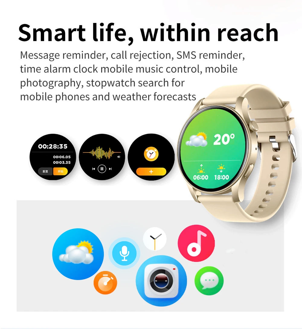 Smart Watch Sports For Women Men 2024 Blue Tooth Call 1.43'' AMOLED Screen Waterproof Heart Rate Voice Assistant Smartwatch