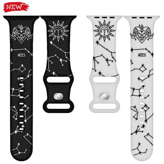 Horoscope Prints Strap for Apple Watch Ultra 2 Band 49mm 45mm 44mm 41mm 40mm Carvings Bracelet for Iwatch Series 9 8 7 6 SE 5 4