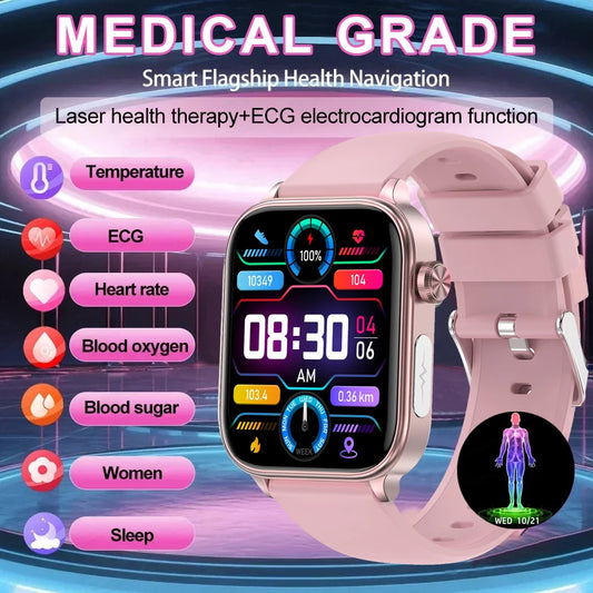 AI Medical Diagnosis Body Temperature Smart Watch Men BT Call Blood Pressure ECG+PPG Monitor Health Smartwatch Series 2024 New