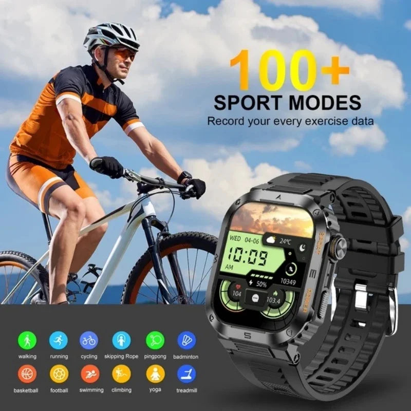 2024 New Men Outdoor Military Smartwatch GPS Track Bluetooth Call 400Mah Sports Fitness Tracker Health Monitor Men Smartwatch