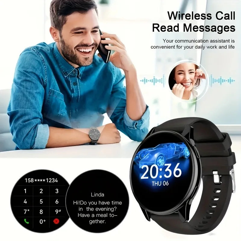 Men Women Smarthwhatch 2024 AMOLED Screen Bluetooth Call Ultra Thin Smart Watch Heart Rate Sports Modes Watches Music Smartwatch