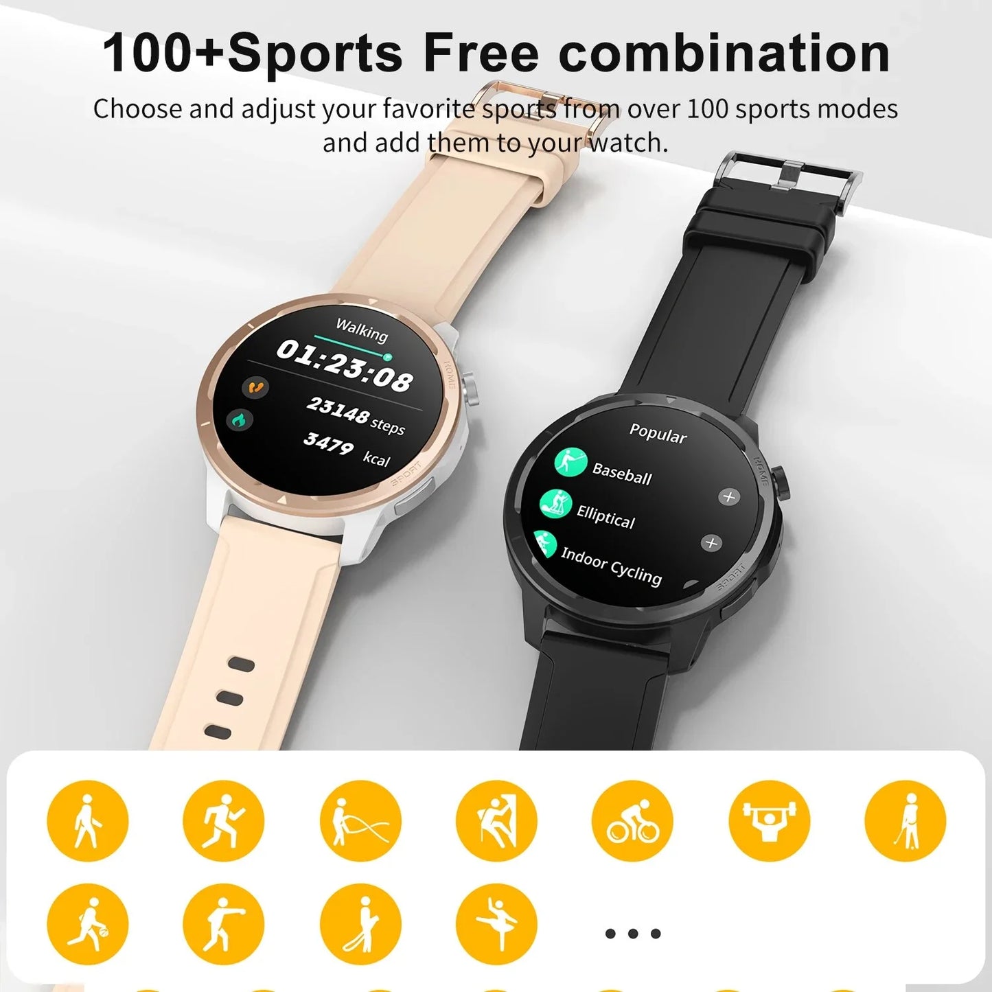 Bluetooth Call Smart Watch Men Women 1.39" Large Screen 100+ Sports Modes Smartwatch Man Monitor GPS Fitness Tracker 2024 New