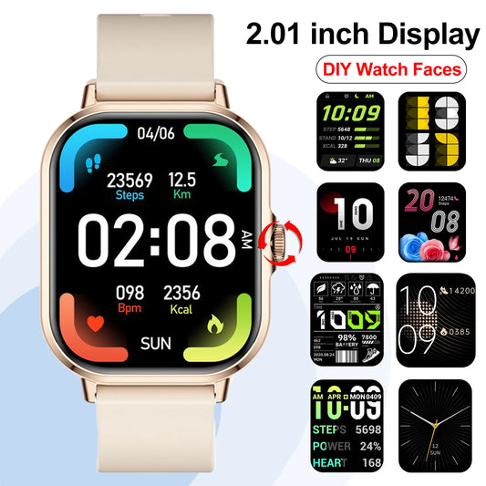 2024 Smarthwhatch Men Women 2.01 inch Full touch Display Smart Watch Rotate Button reloj inteligente Bluetooth Sports Watches