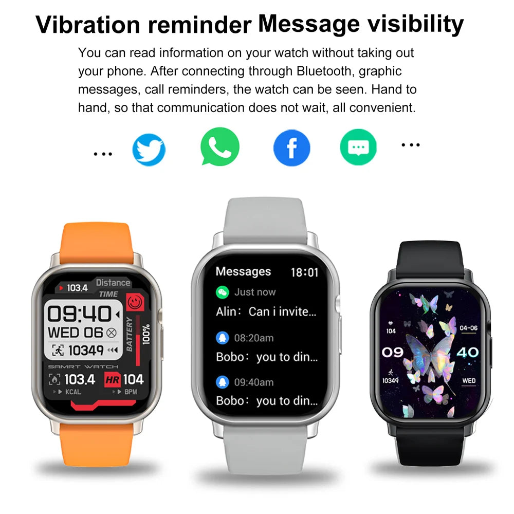 2024 New 2.01 inch Fashion Smart Watch Men Women Sports Fitness Bluetooth Talk Full Touch Screen SmartWatch For Xiaomi Huawei