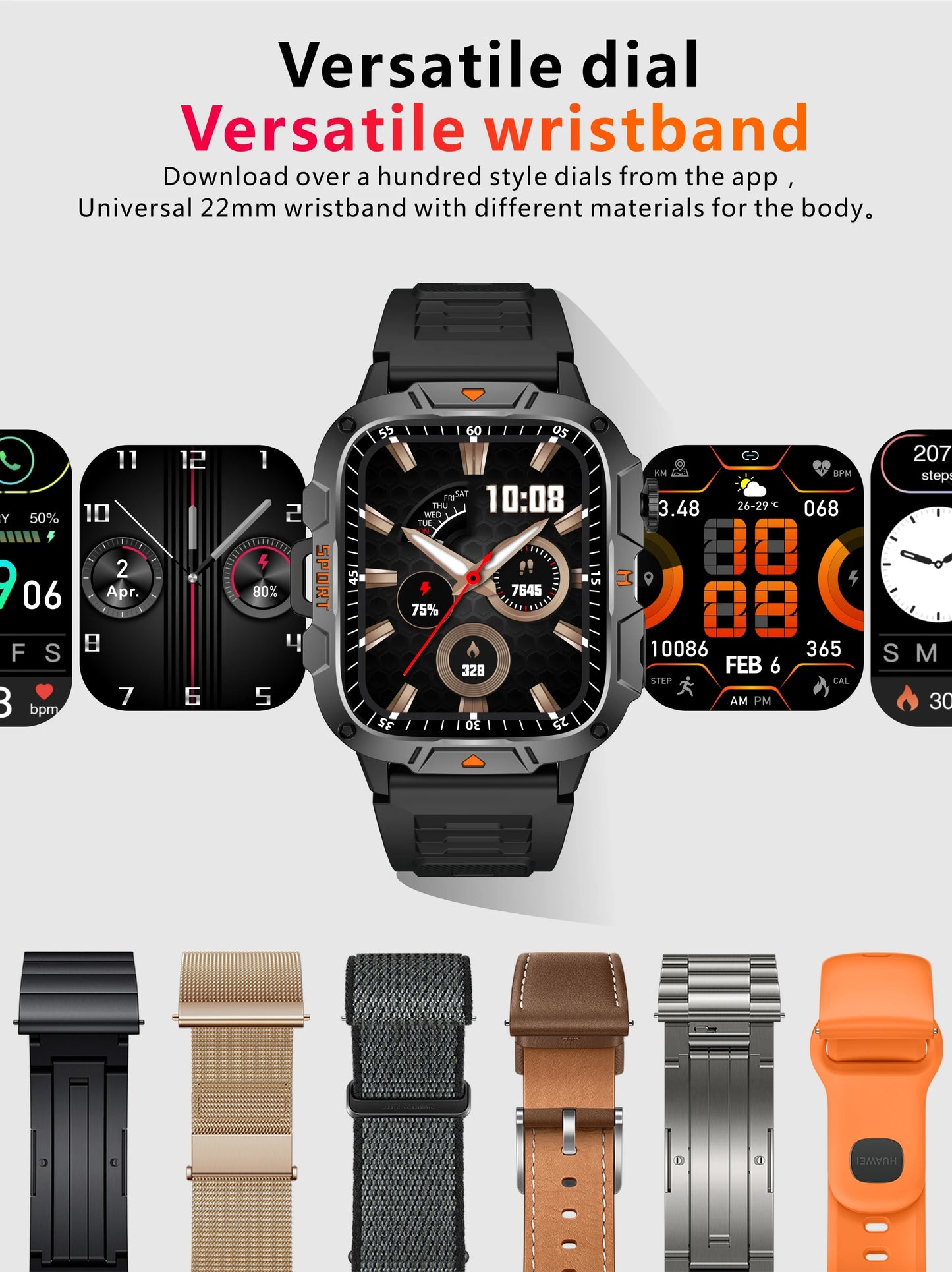 2024 Outdoor Military 3ATM Waterproof Smart Watch Men 420mAh Battery Heart Rate Sports Fitness Watches Bluetooth Call Smartwatch