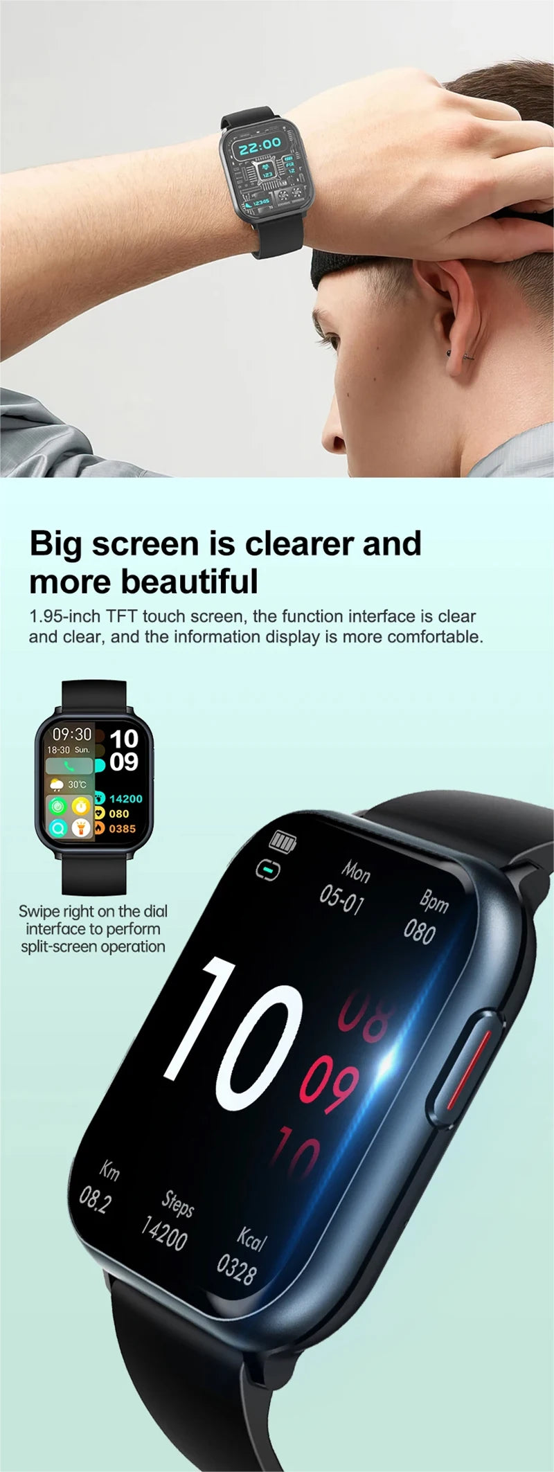 KINGSTAR 2024 Smart Watch For Men Women Wireless Call  Heart Rate Monitor IPX7 Waterproof Smartwatch For Apple Phone PK X8 T900