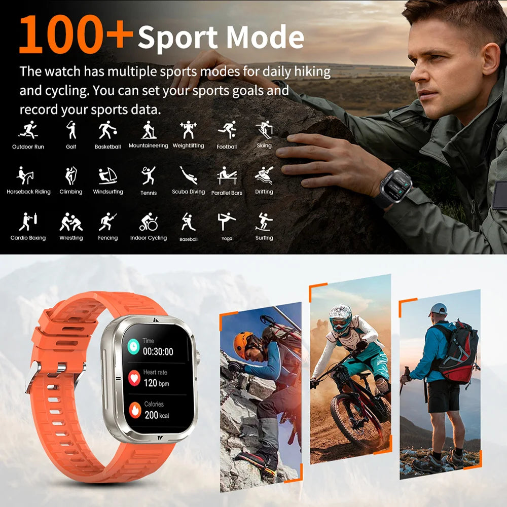 NEW Original Military Men's Smart Watch Bluetooth Call Fitness 5ATM Swim Sports Smartwatch for Women Xiaomi Huawei Android 2024