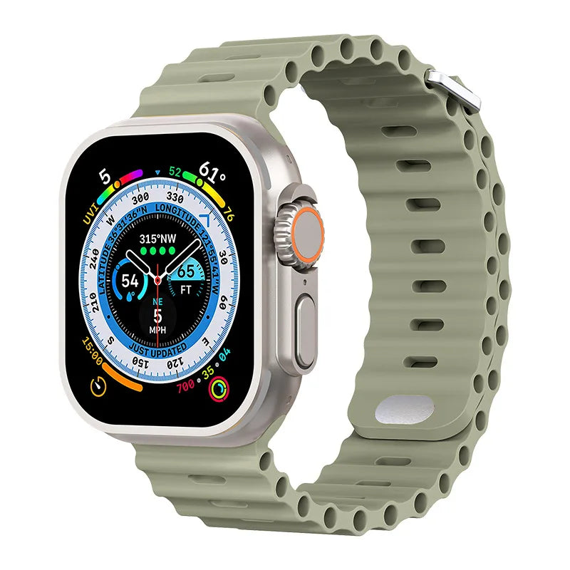 Ocean Strap for Apple Watch Ultra 2 Band 49mm Series 45mm 41mm 44mm 40mm 42mm 38mm Silicone Watchbands iWatch 9 8 7 6 5 4 3 SE2