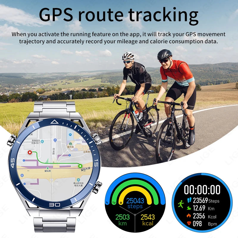 LIGE 454*454 HD Smart Watch Men Bluetooth Call ECG+PPG Smartwatches GPS Sport Trackering Waterproof Watches For Android IOS 2024