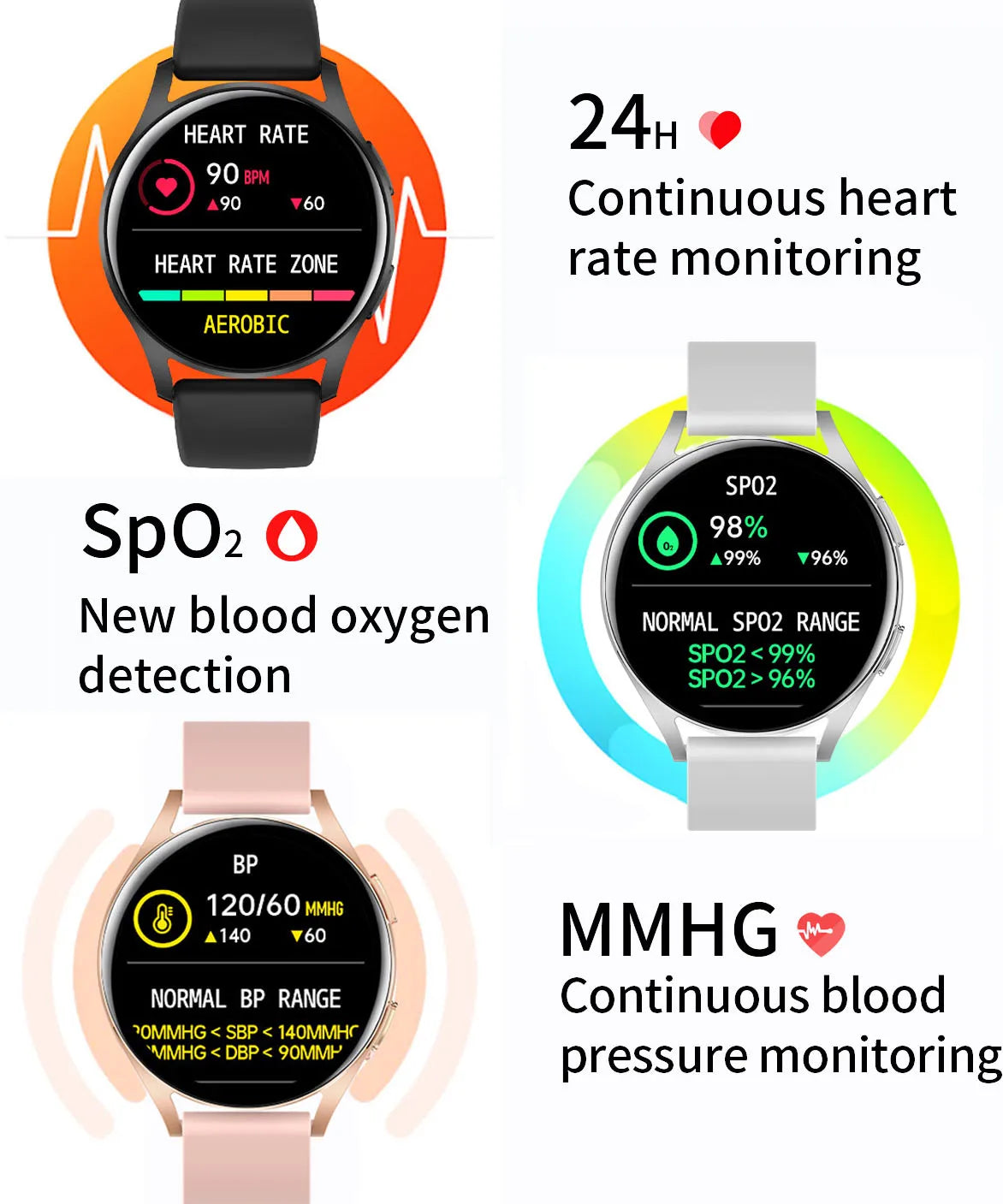 2024 New Smart Watch Men Women for Android IOS Heart Rate Blood Pressure Fitness Tracker Bluetooth Call Women Smartwatch Man