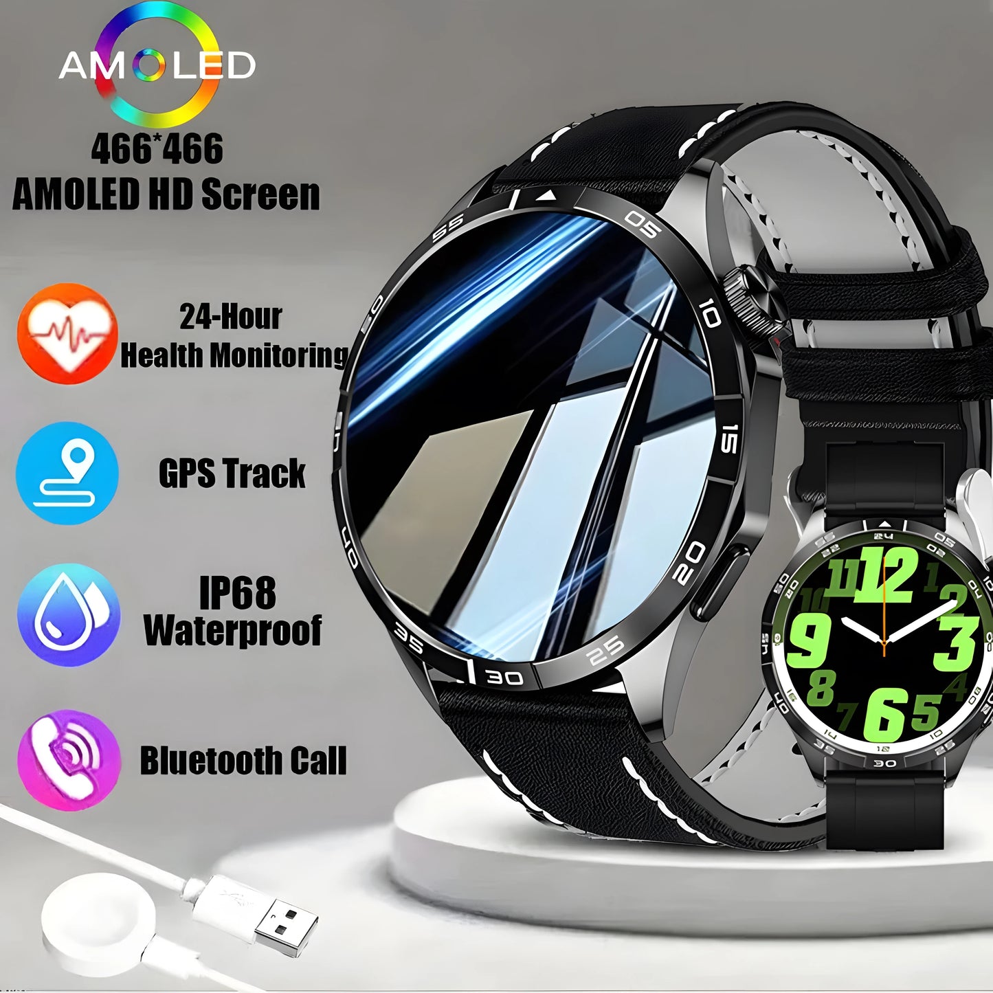 2024 New Original For HUAWEI GT4 Pro Max Smart Watch Men  NFC 466*466 AMOLED HD Screen Always Display Bluetooth Call SmartWatch