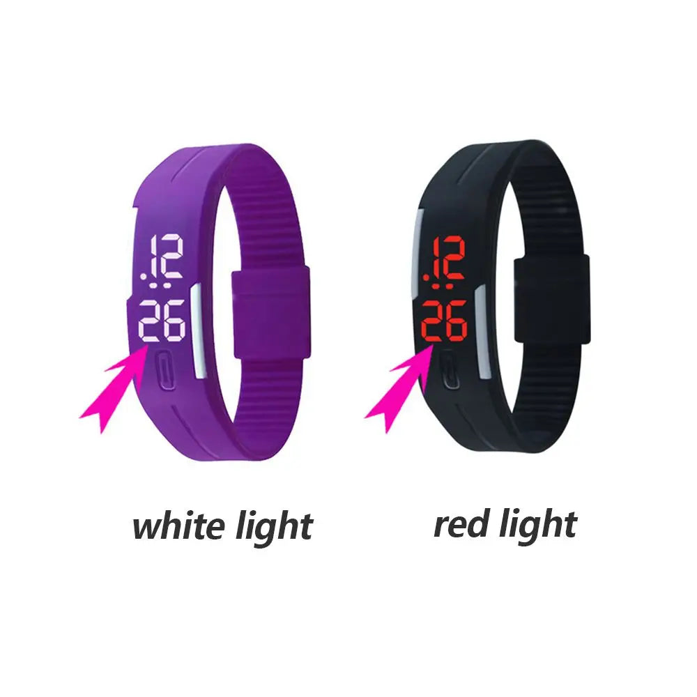 Fashion Charming Wristwatches Unisex Trendy Women's Silicone Candy Color LED Sports Bracelet Touch Digital Wrist Watch For Kids