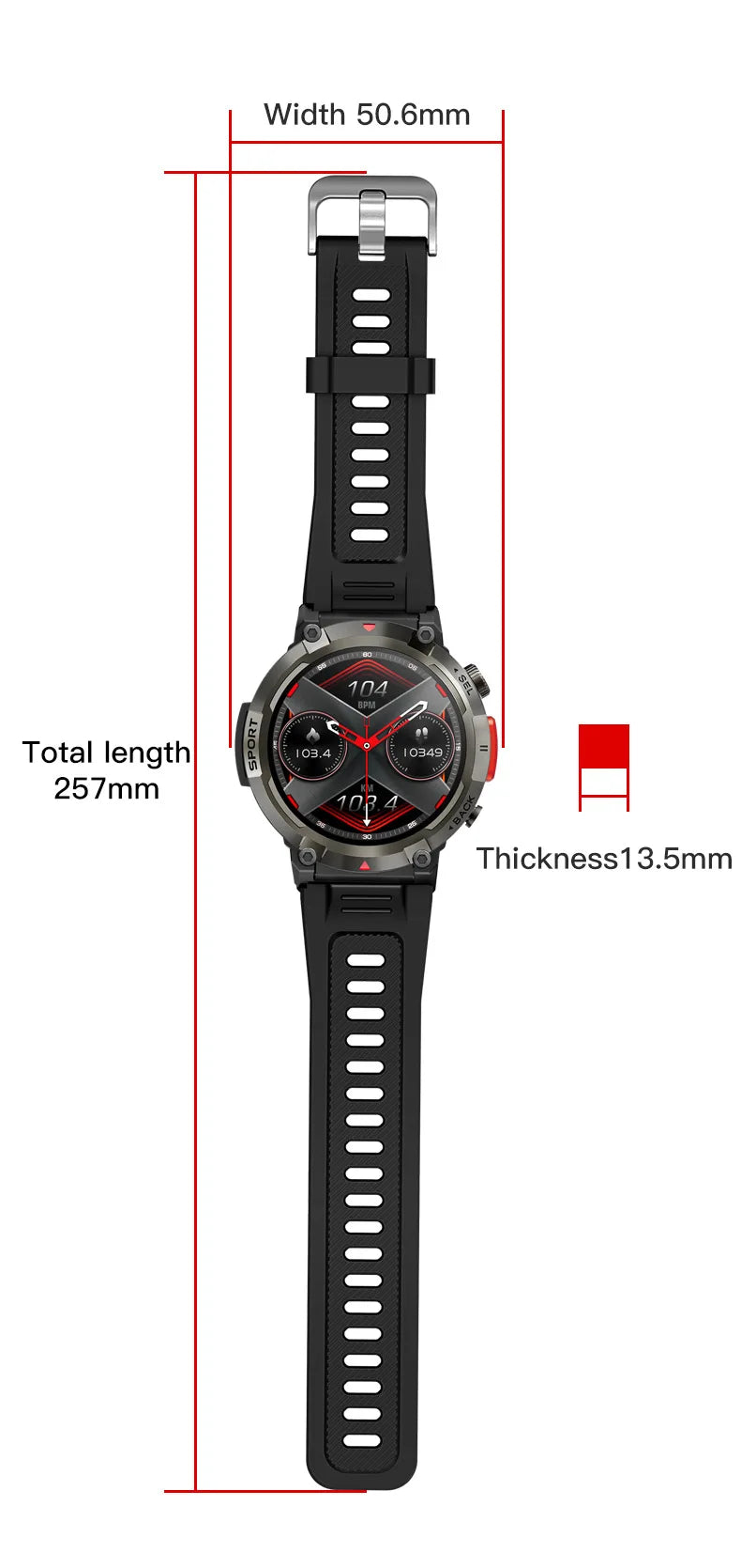 2024 New Smartwatch with Illuminated Flashlight Bluetooth Phone APP Download Waterproof Sports Watch for Men for Xiaomi Huawei