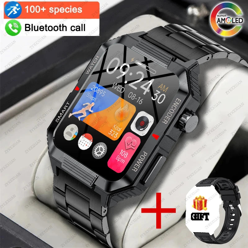 2024 New Rugged Military GPS Smart Watch Men AMOLED HD Screen Heart Rate Bluetooth Call Waterproof Outdoor SmartWatch For Xiaomi