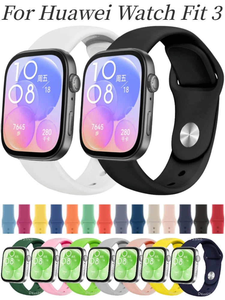 Soft Silicone Strap For Huawei Watch Fit 3 Band Smartwatch Sports Bracelet Wristband Belt Huawei Watch Fit 3 Correa Accessories