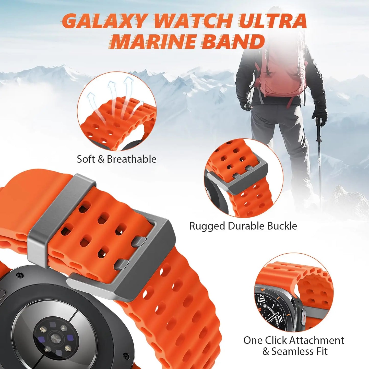 Galaxy Watch Ultra Marine Band Accessories Silicone Sport Bracelet correa For Samsung Galaxy Watch 7 Ultra 47mm Original Strap