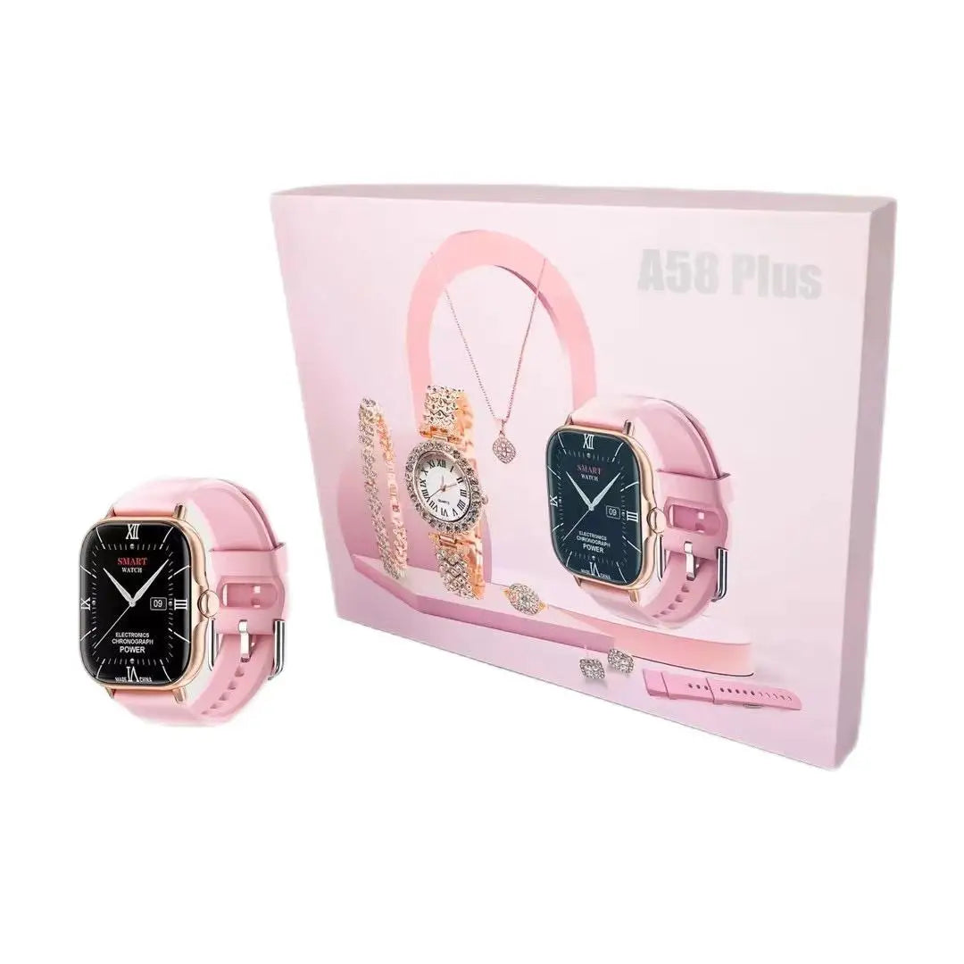 New Arrivals Christmas Gift Sets 6 IN 1 Smartwatch A58 Plus Woman Smart Watch 2024