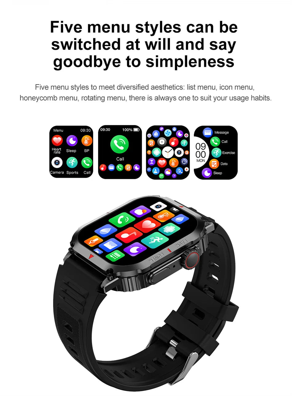 2024 Smart Watch Men Military For Android IOS Blood Pressure Waterproof Watches Bluetooth Call Smartwatch GPS Motion Trajectory