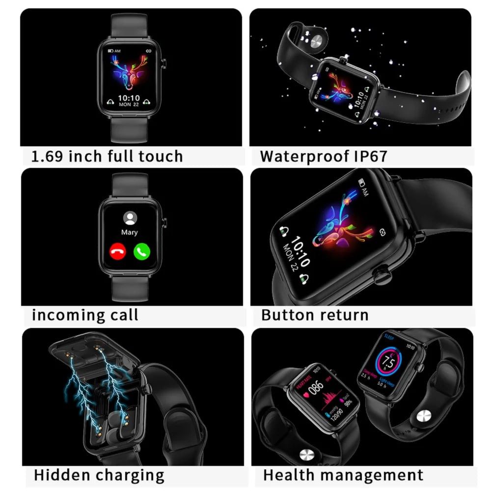 Smart Watch 2024 Bluetooth Headset Smartwatch 2-in-1 Bluetooth Talk Health Monitor Fitness Tracker Smartwatch For Men And Women