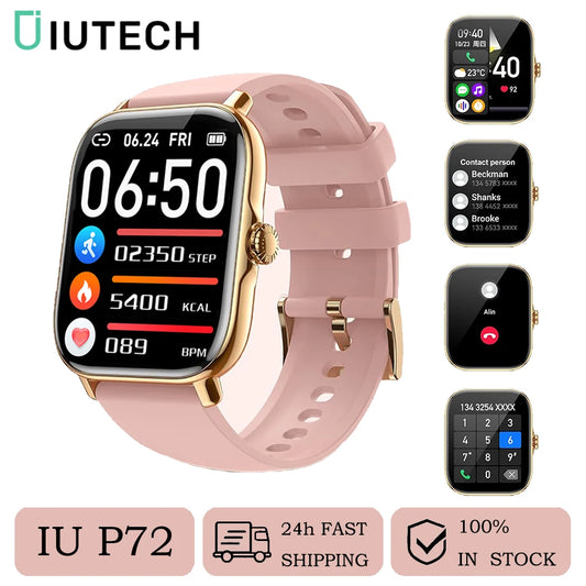 IUTECH P72 Smartwatch For Men Women 2024 Bluetooth Call Electronic Smart Watches Heart Rate Music Weather Waterproof Sport Watch