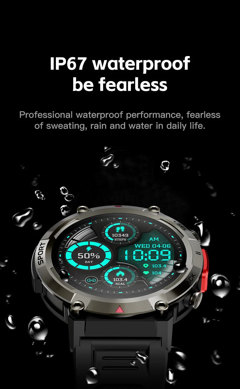 2024 New Smartwatch with Illuminated Flashlight Bluetooth Phone APP Download Waterproof Sports Watch for Men for Xiaomi Huawei