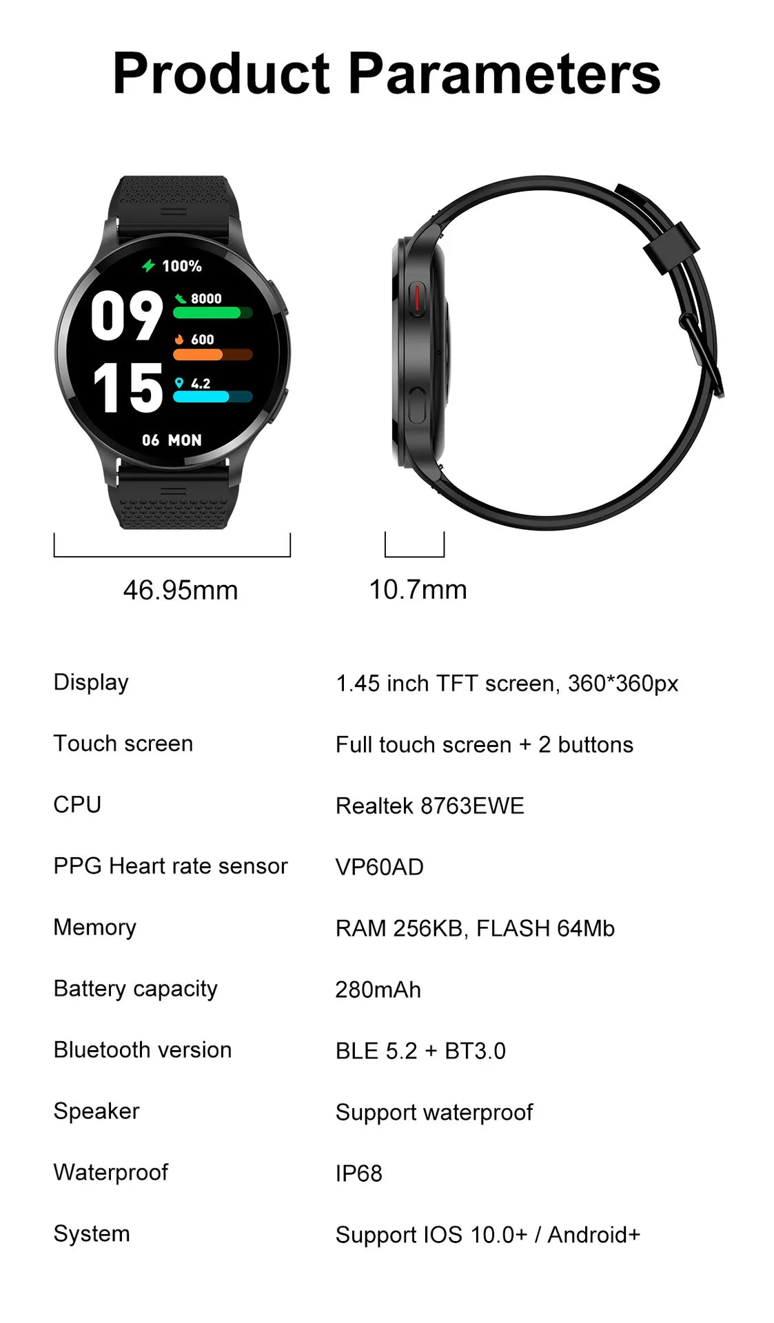 2024 Bluetooth Smart Watch Men Custom Dial IP68 Digital Outdoor Sports Fitness Tracker Health Monitor 1.45" BT Call Smartwatch