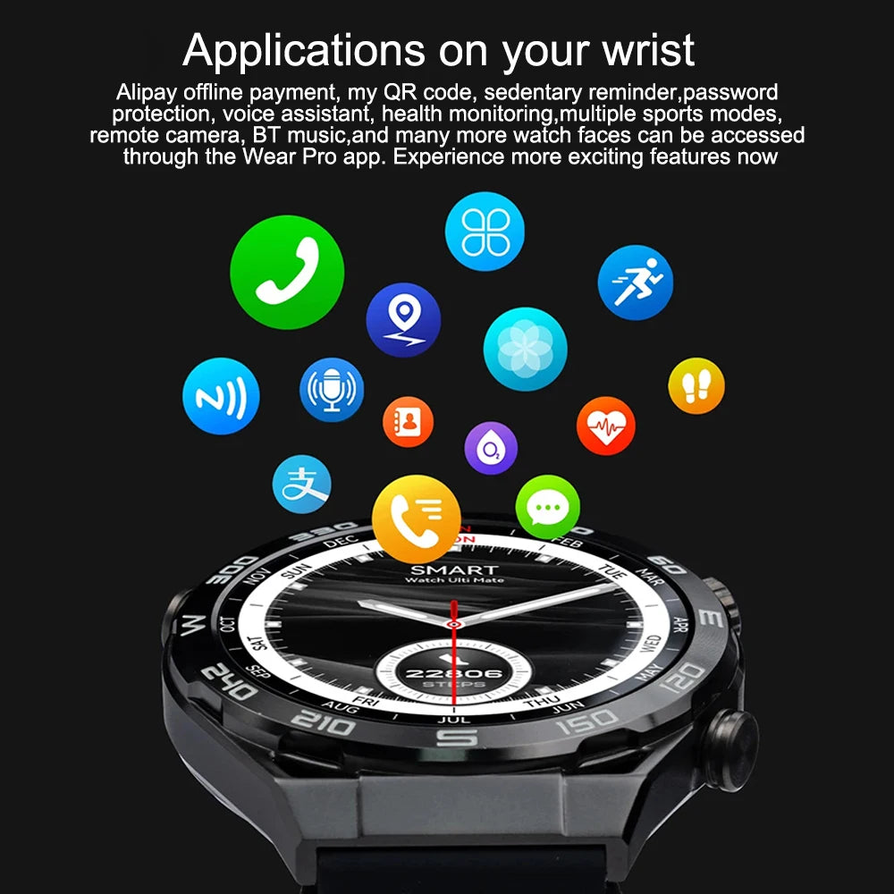 2024 New Smart Watch Men GPS Tracker AMOLED 454*454 HD Screen Heart Rate Smart Watch Bluetooth Call HD Full Touch SmartWatch