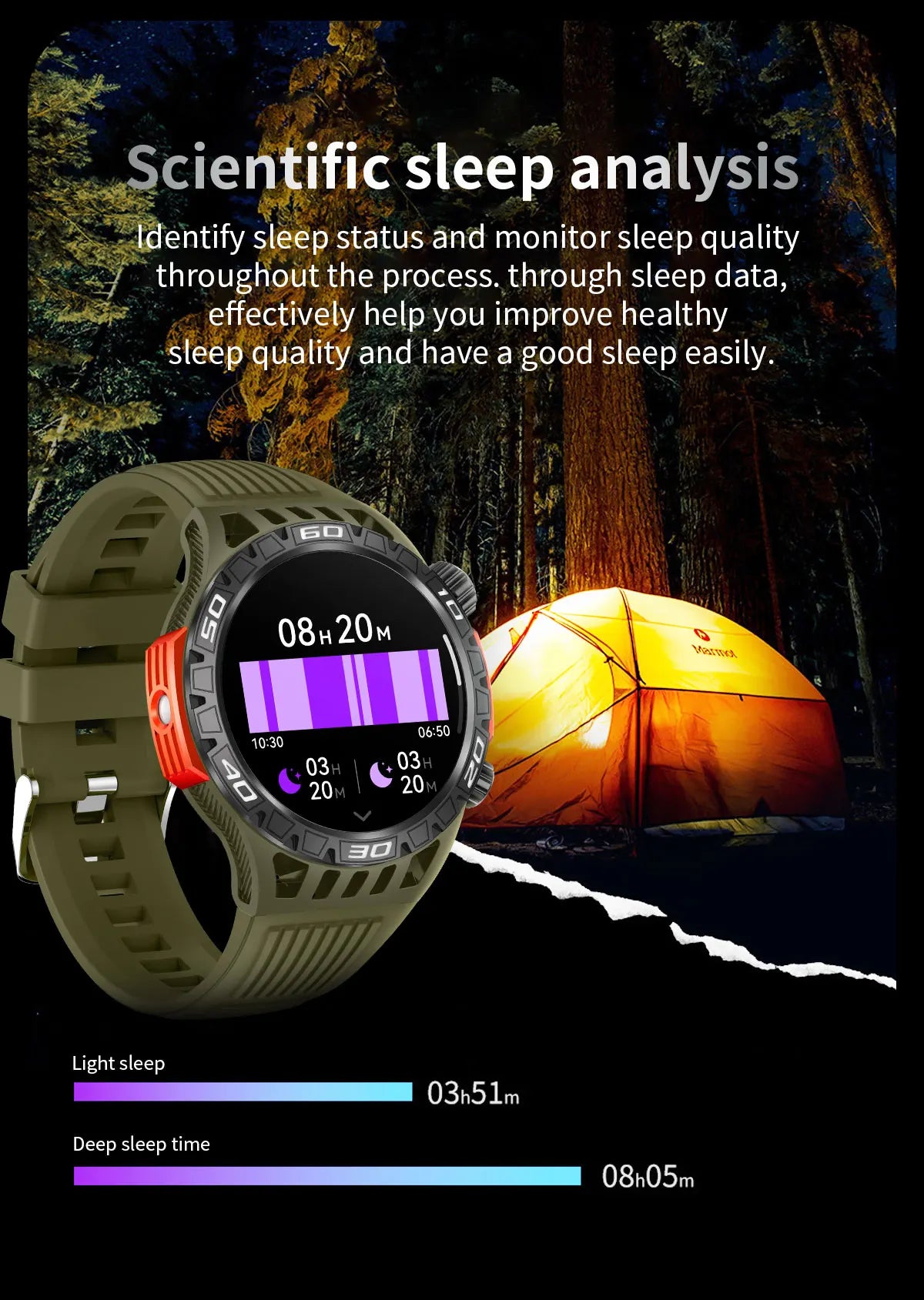 2024 Compass Flashlight Watch 1.46-inch 360*360 HD Display Smartwatch 100+ Sports Modes Men Military Grade Toughness Smart Watch