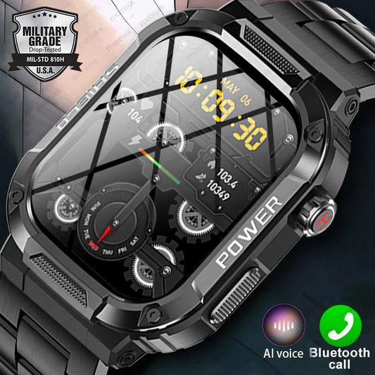 For Xiaomi Android Smart Watch Men Rugged Military Sports Watches IP68 Waterproof 2.01'' Bluetooth Call Smartwatch Man 2024 New