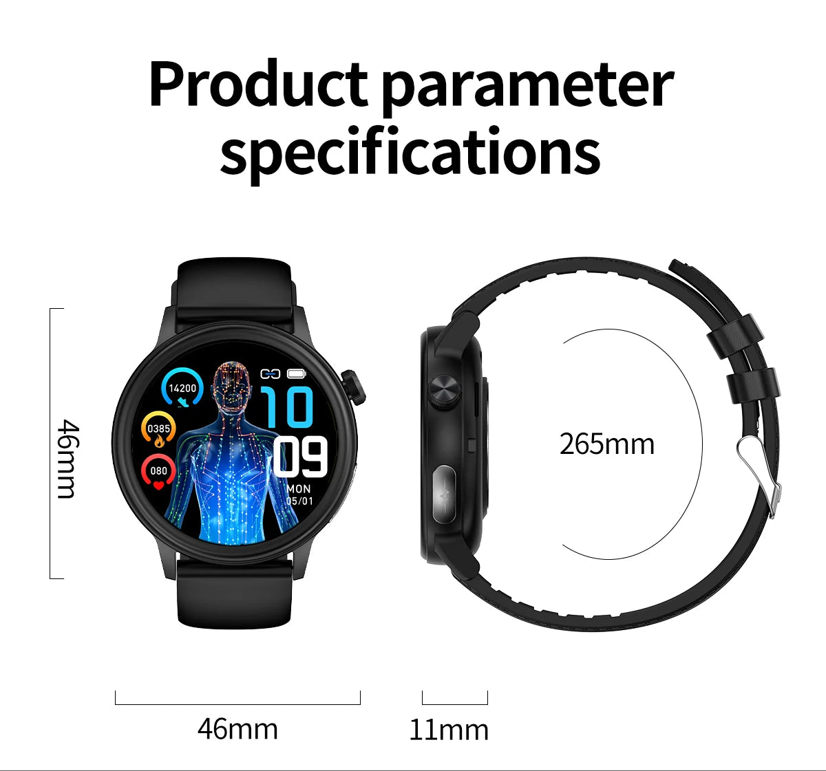 2024 New Blood Lipids Uric Acid Blood Glucose Smart Watch Men ECG+PPG HD 360*360 Full Screen Touch Bluetooth Call Smartwatch