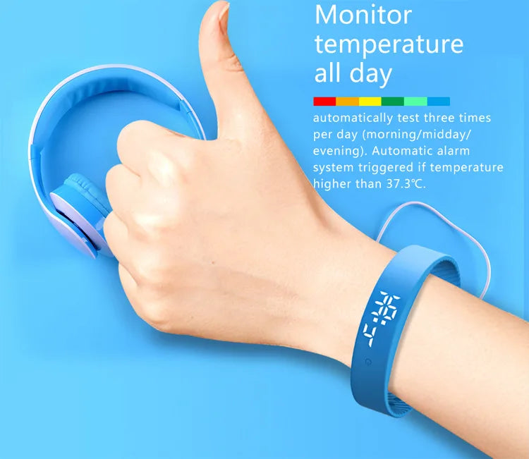 LED Digital Smart Bracelet Monitor Thermometer Vibration Alarm Wristband Smart Bracelet Waterproof Smartband for Student