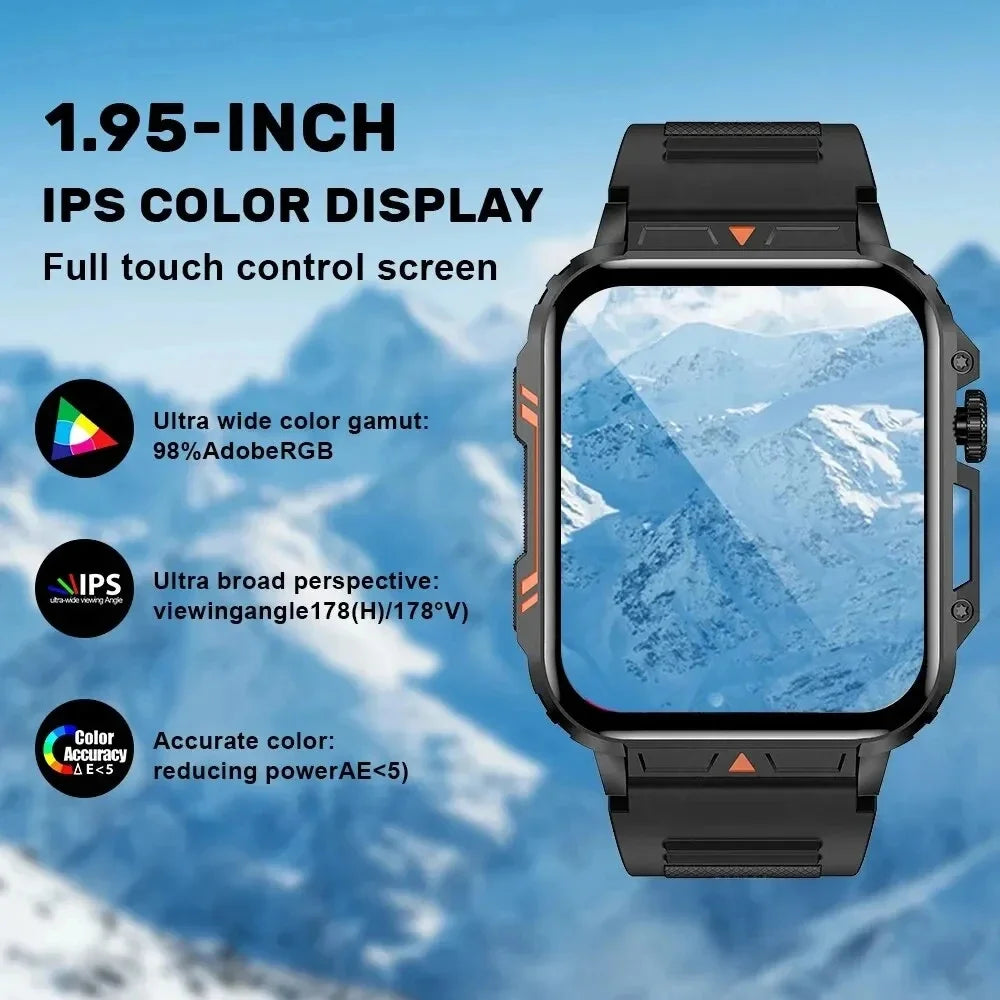 Rugged Military Smart Watch Men AMOLED HD Screen Heart Rate Bluetooth Call GPS Outdoor Sport Tracker Health IP68 SmartWatch 2024