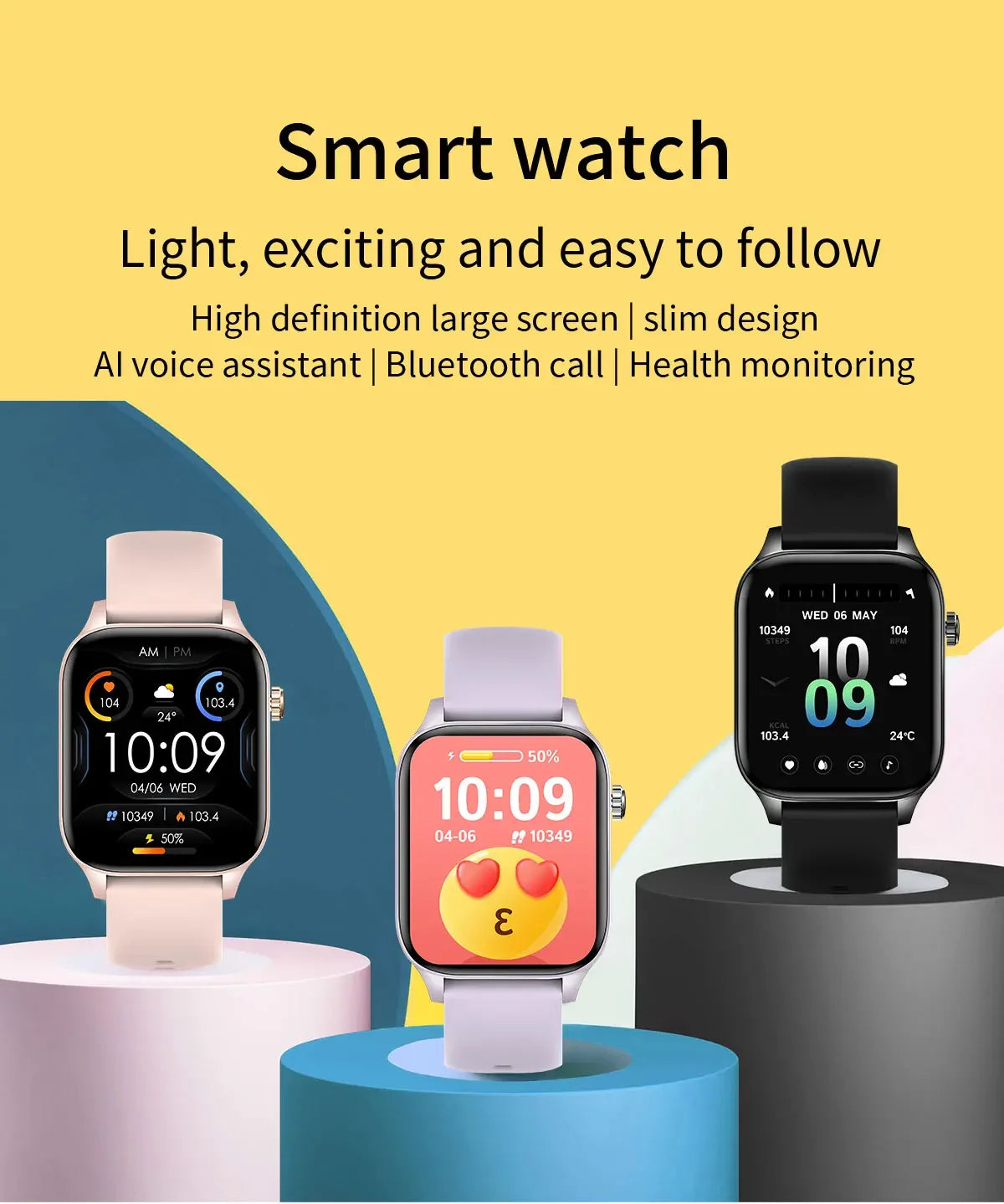 2024 Smart Watch Android Phone 1.85 Inch Color Screen Bluetooth Call Blood Oxygen/Pressure Monitoring Smartwatch Women Men