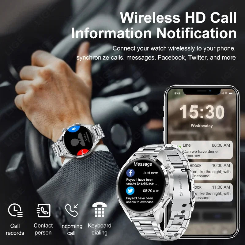 2024 NFC Smart Watch GPS Motion Trajectory IP68 Waterproof Smartwatch Blood Sugar Bluetooth Call AMOLED HD Screen Watch +Box