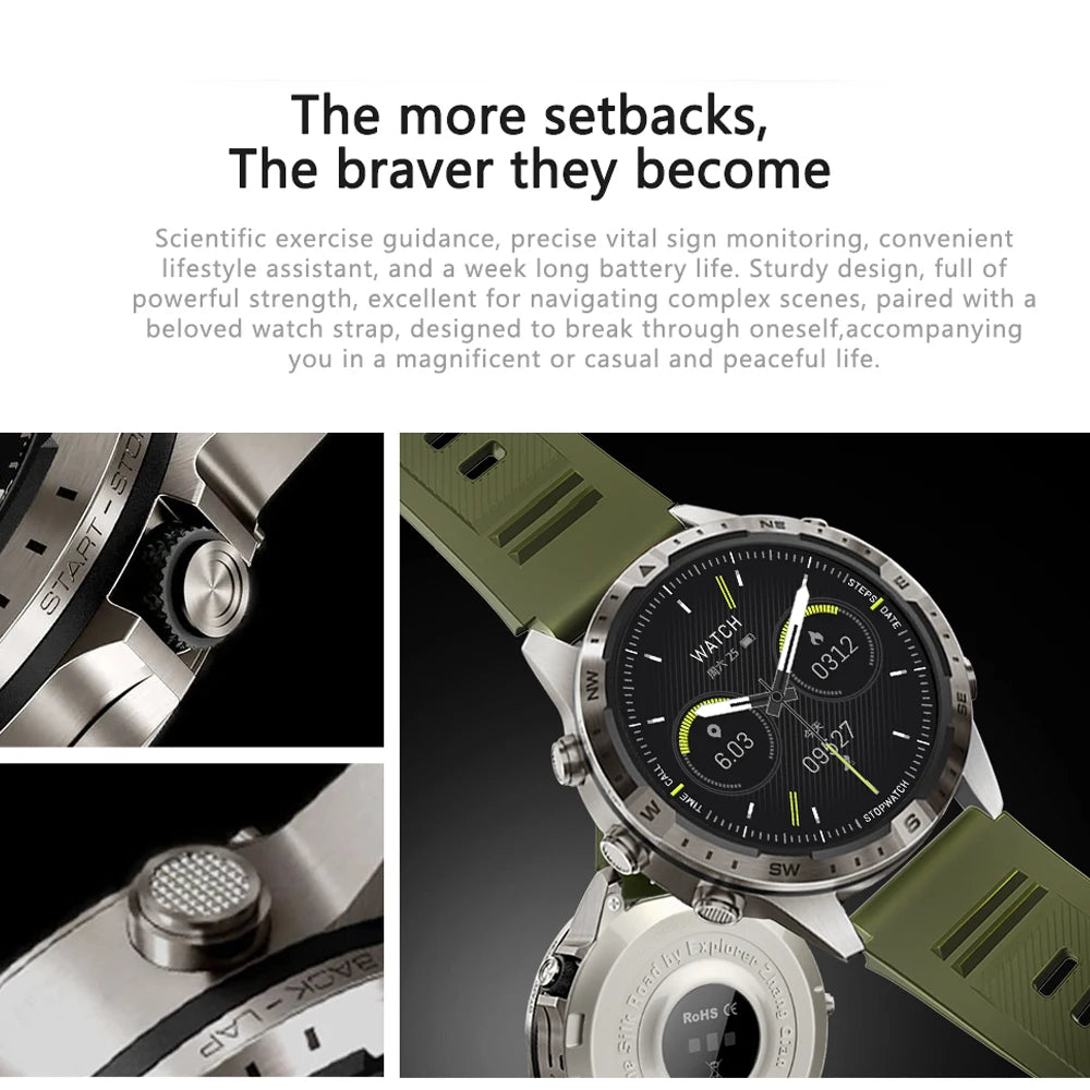 2024 New For Android iOS Watch Smart Watch Men GPS Tracker AMOLED 466*466 HD Screen Compass Bluetooth Call SmartWatch 1.6 inches