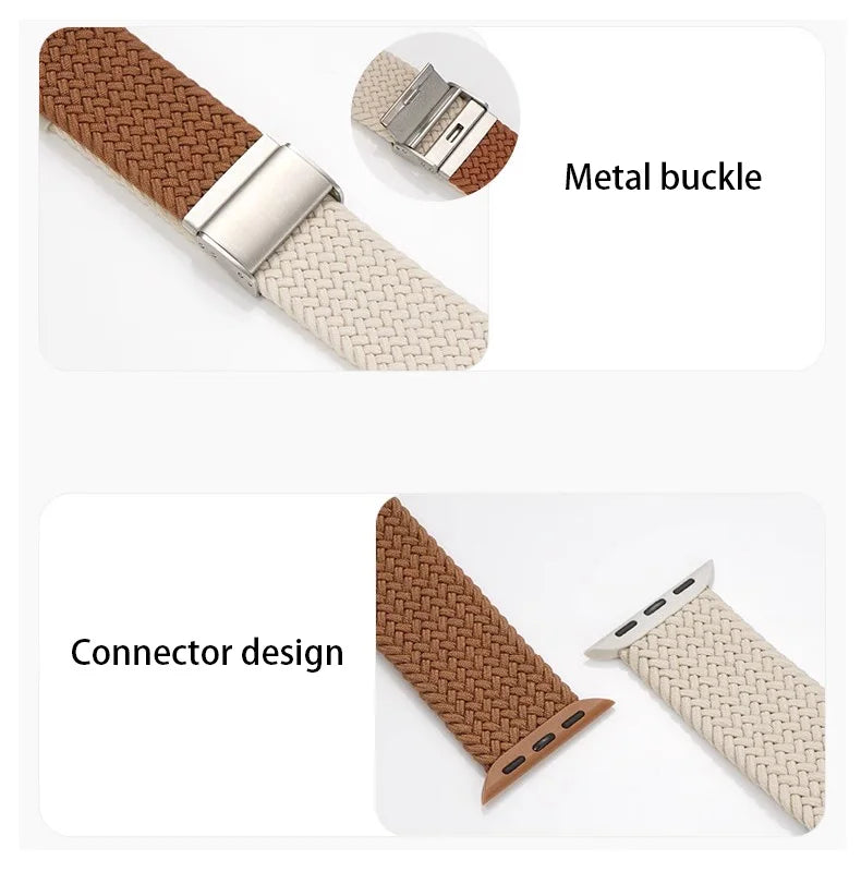 Nylon Stretch Band for Apple Watch Strap 38mm 40mm 41mm 42mm 44mm 45mm 49mm Colorblock Woven bracelet iWatch series 9 8 7 SE 6 5