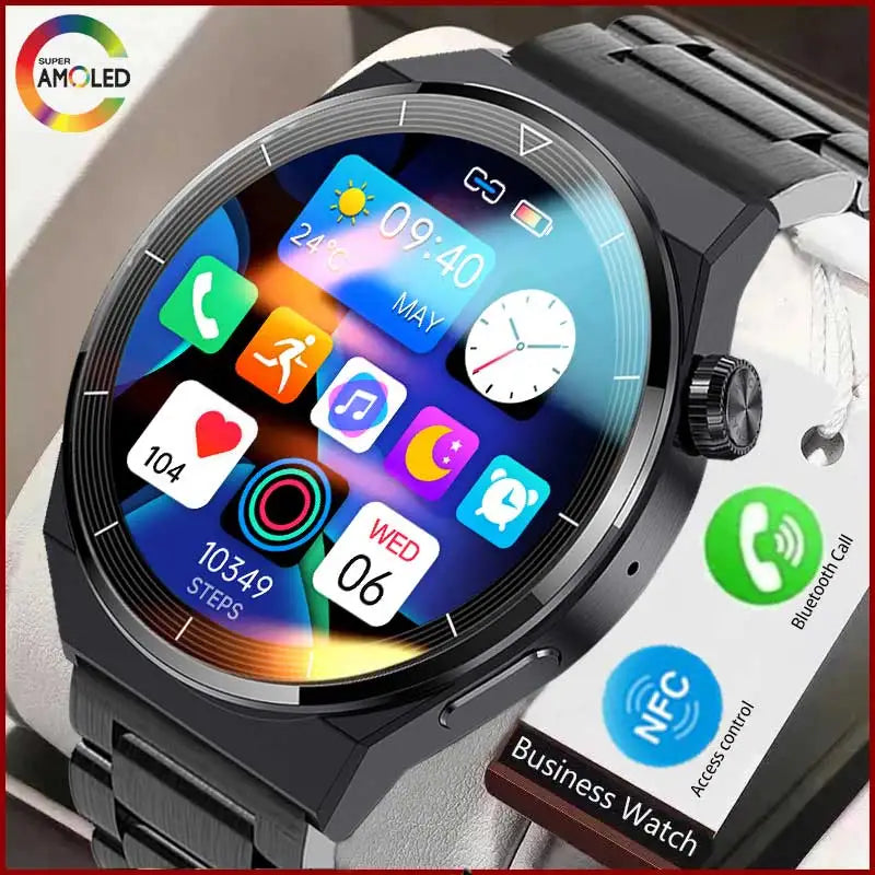 For Huawei Xiaomi NFC Smart Watch Men GT3 Pro AMOLED 390*390 HD Screen Heart Rate Bluetooth Call IP68 Waterproof SmartWatch 2024