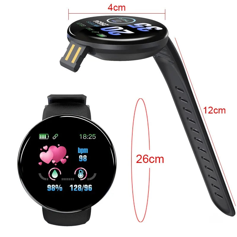 D18 Smart Watch Men Women Smartwatch Blood Pressure Waterproof Digital Watches Sports Fitness Tracker Watch for apple watch band