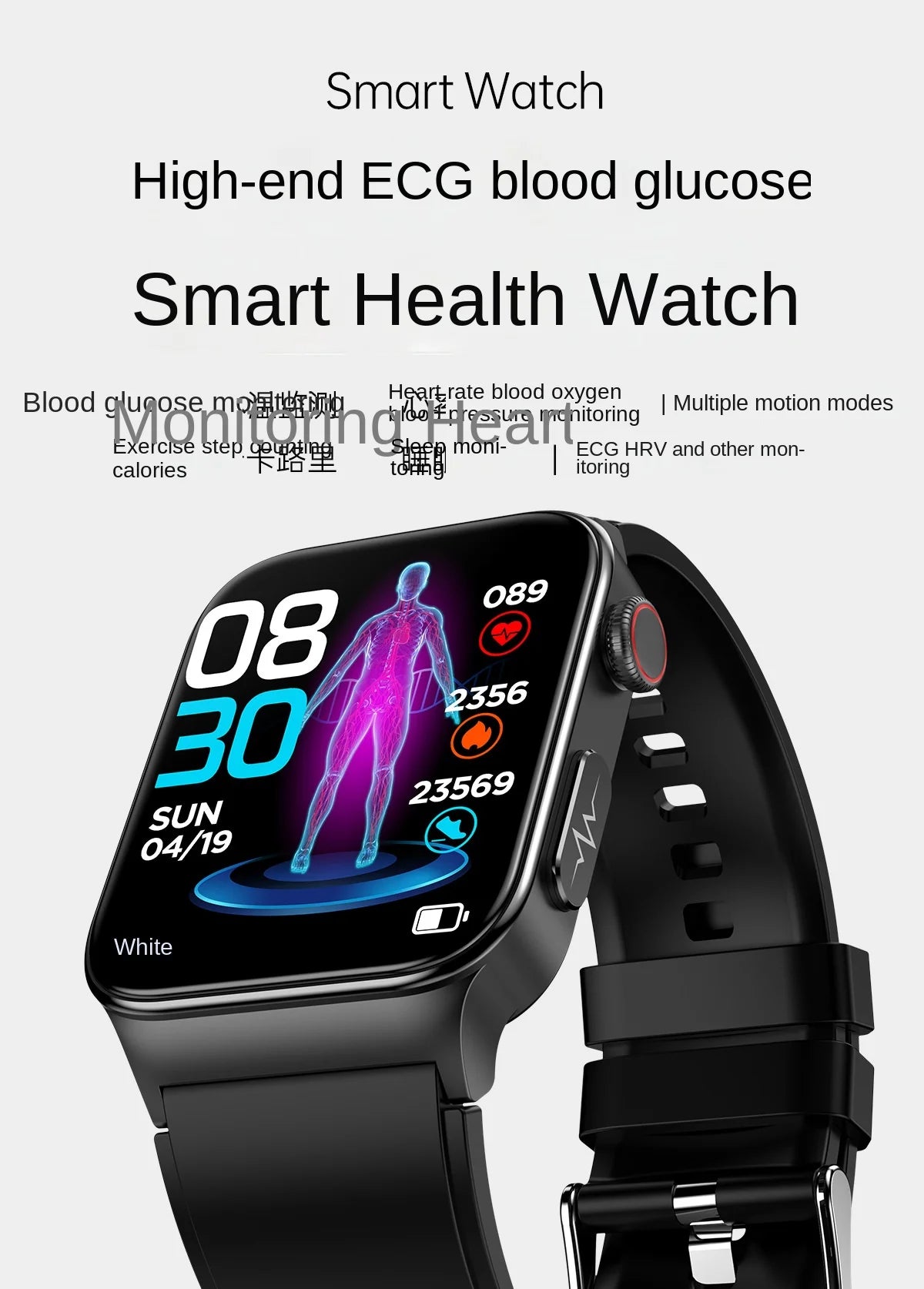 2024 Smartwatch E500 Men Smart Watches ECG+PPG Heart Rate Monitoring Blood Pressure Body Temperature Outdoor Fitness Tracker