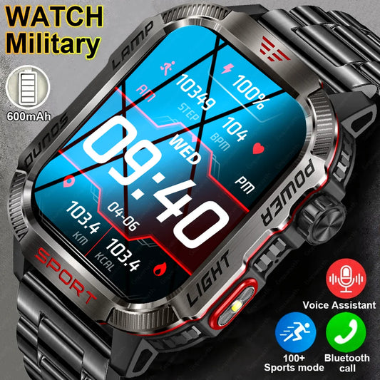 2024 New For Xiaomi Huawei Military Smart Watch Men Flashlight Compass Waterproof GPS Sport Tracker Bluetooth Call Smartwatch