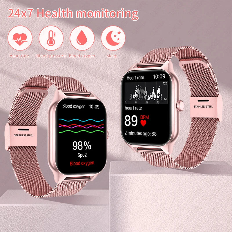 Lige Bluetooth Call Ladies Smart Watch 1.83inch Screen Heart Rate Waterproof Sport Bracelet For New 2024 Xiaomi Smartwatch Women