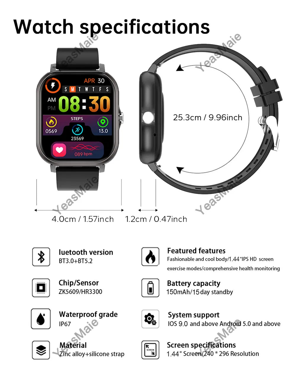 2024 Smart Watch Women Men Heart Rate Smartwatch Touch Dial Call Music Smartclock For Android IOS Fitness Tracker Sport Bracelet