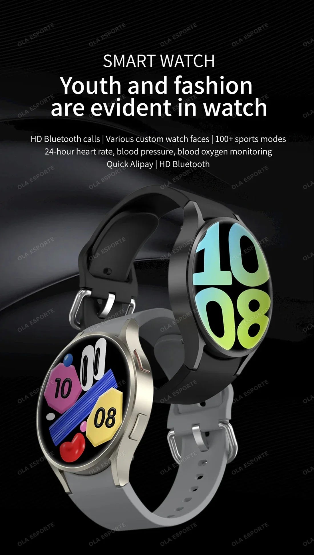 Xiaomi 2024 Galaxy 6 AMOLED Smart Watch Men Blood Glucose Bluetooth Call NFC GPS Tracker Waterproof Men Smart Watch