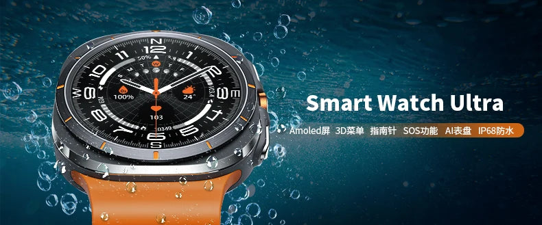 New Smart Watch 7 Ultra Men Health Monitor Compass AMOLED Always Display NFC Bluetooth Call GPS Track Women SOS Smartwatch 2024