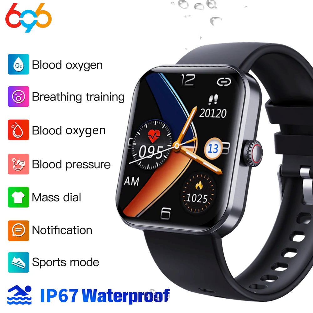 2024 New Blood Glucose Heart Rate Sports Smart Watch For Men 1.91 Inch Screen Body Temperature Monitoring Women Smartwatch