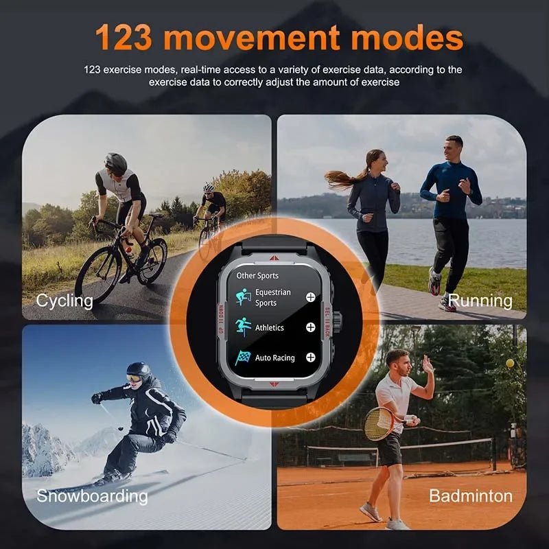 2024 Outdoor Men Sports Smart Watch Bluetooth Call Heart Rate Fitness Tracker Waterproof Clock Men Smartwatch For Huawei Xiaomi