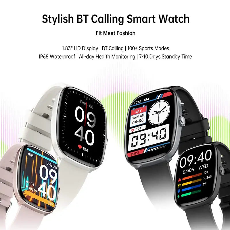 2024 New Smart Watch Men Women 1.83" Large Screen HD BT Call Music Health Monitoring AI Voice Sports Fitness Fashion Smartwatch